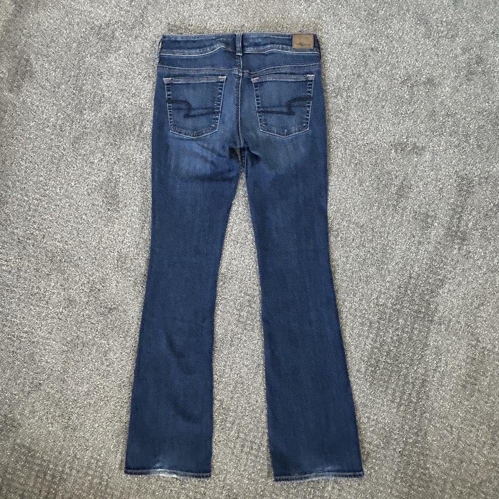 American Eagle Kick Boot Jeans -Women's 6 Long- Dark Wash Low Rise Stretch - Picture 5 of 12